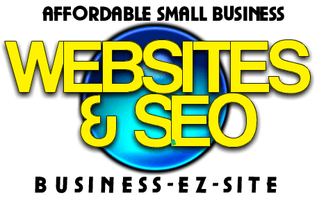 Businessezsite logo black, and yellow font with a globe in the back ground in blue and green