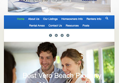 Team Paradise Property management home page with image and text