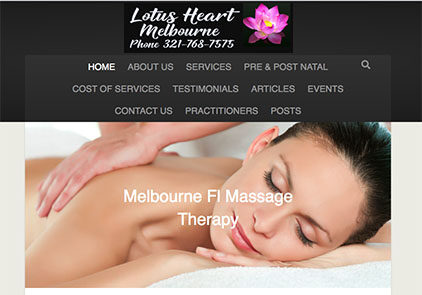 Lotus Heart Melbourne home page with image and text